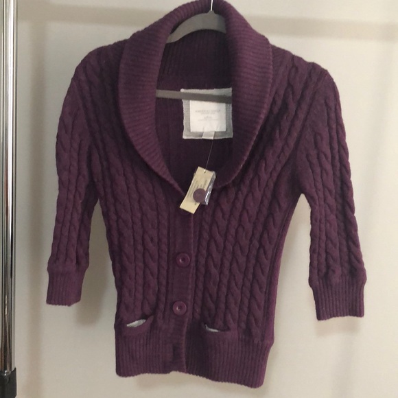 American Eagle Outfitters Sweaters - $60 American eagle wool purple cable sweater.